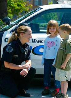 Police Woman and Kids