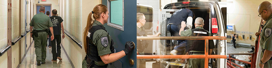 Collection of jail staff working in various tasks