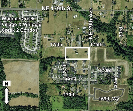 Aerial photo of the site for Kozy Kamp Neighborhood Park.