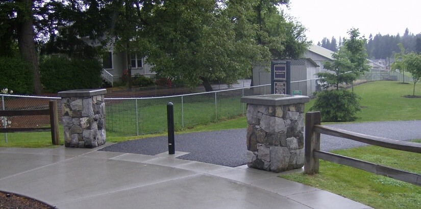 Entrance to Kate and Clarence LaLonde Neighborhood Park, completed in 2011.