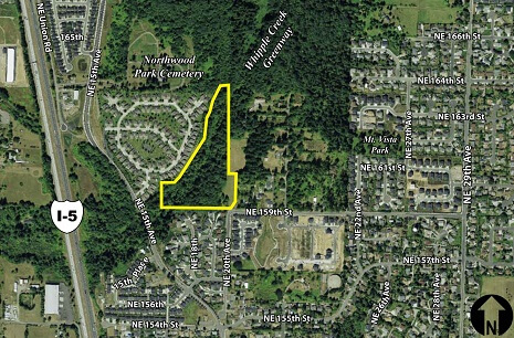 Aerial photo of site for Salmon Creek Community Club Neighborhood Park.