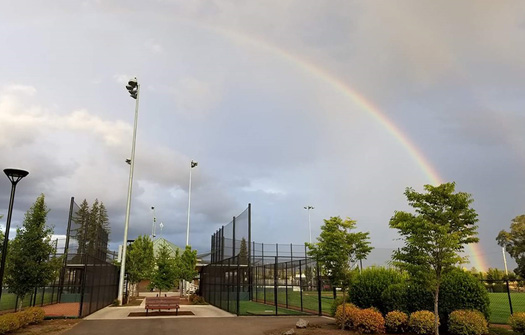 ​​​​Rainbow over Luke Jensen Sports Park.