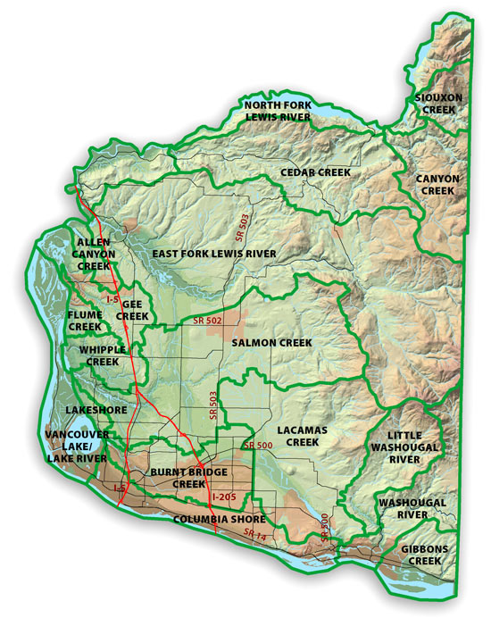 Map of Clark County watersheds