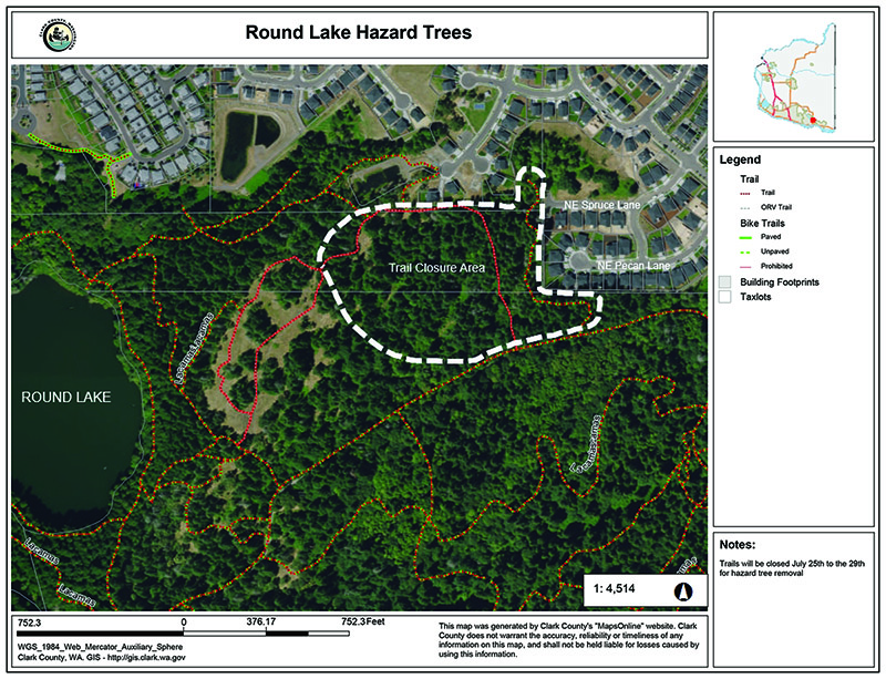 map of hazardous tree removal at Round Lake
