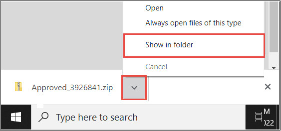 Show file in folder