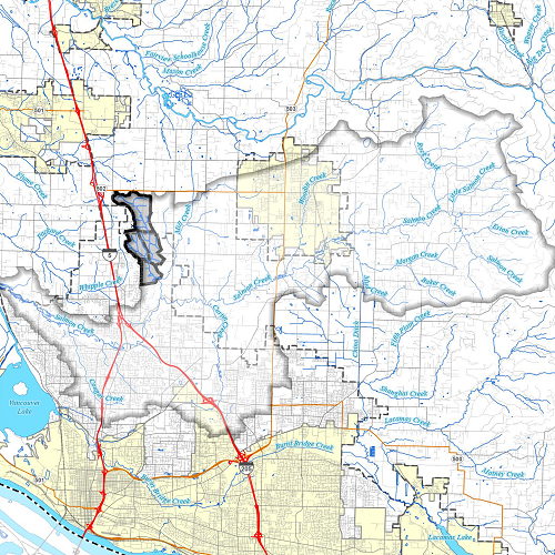 Map showing catchment in Salmon Creek watershed.