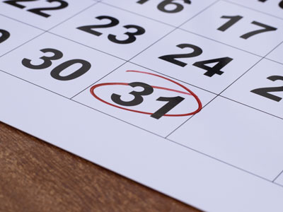 Property Tax Due calendar with the 31st day circled