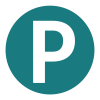Pay station icon Icon of a circle with the letter "P" inside the circle